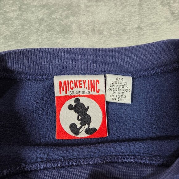 Vtg Disney Sweatshirt Mens M Blue Embroidered Goofy Mickey Minnie Pluto 90s - Picture 3 of 8